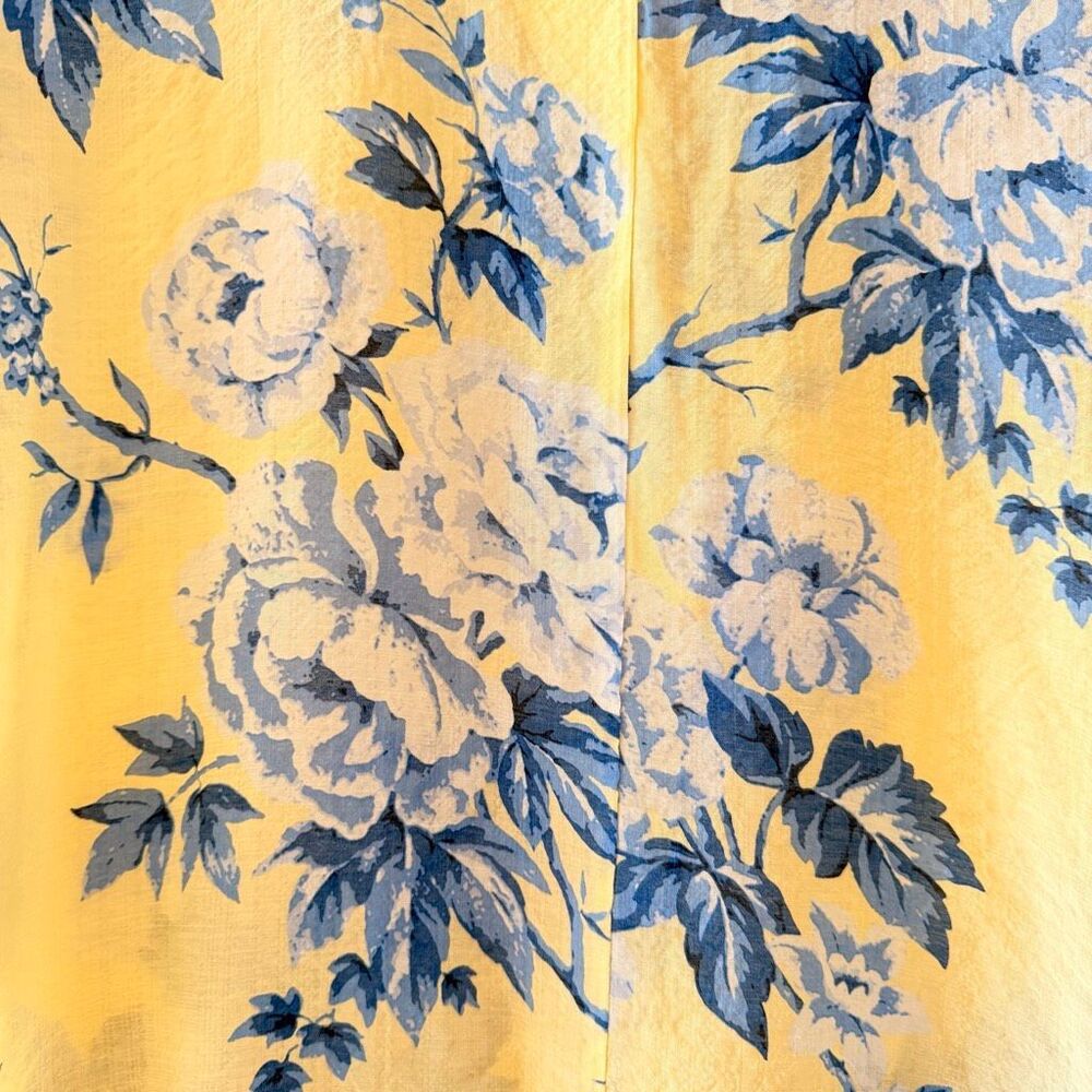 CeCe Floral Button Down Yelllow Blue Toile Pattern Sz L # 2614 - Picture 9 of 13
